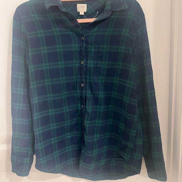 J. Crew Navy and Green Plaid Shirt - Picture 3 of 8